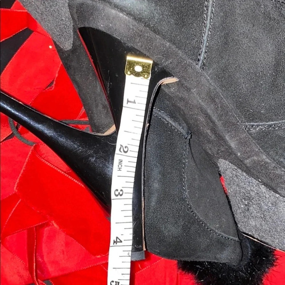 L.A.M.B black fur lace up booties Sz  9.5 - Picture 9 of 12